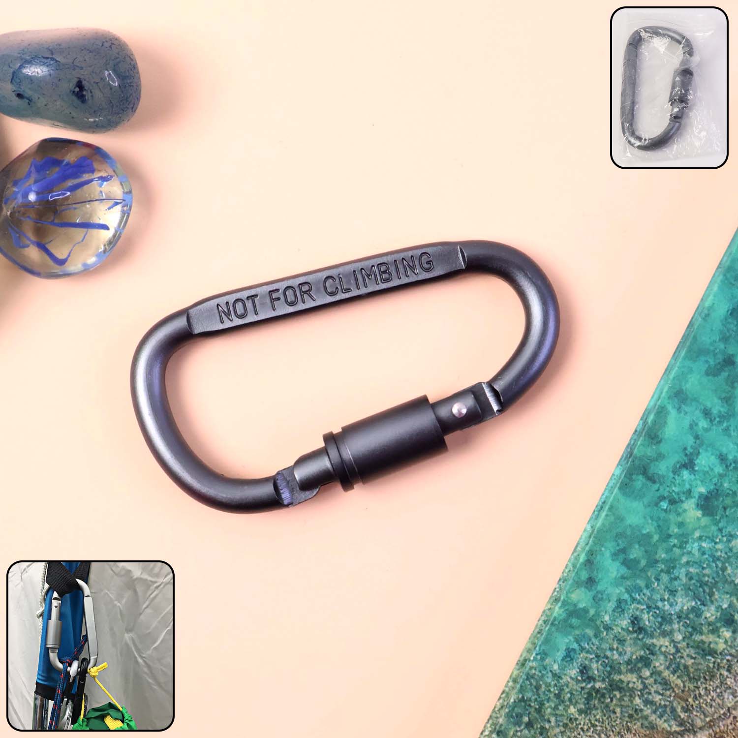 Premium Heavy-duty Metal Carabiner Hook With Screw Lock (1 Pc)