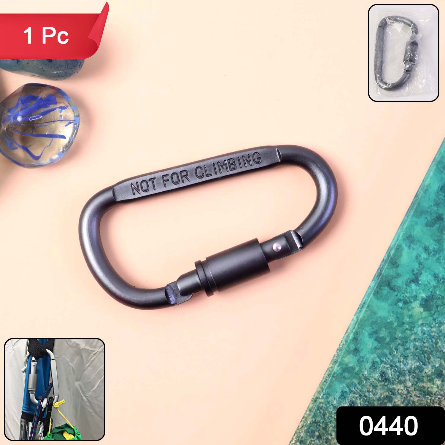 Premium Heavy-duty Metal Carabiner Hook With Screw Lock (1 Pc)